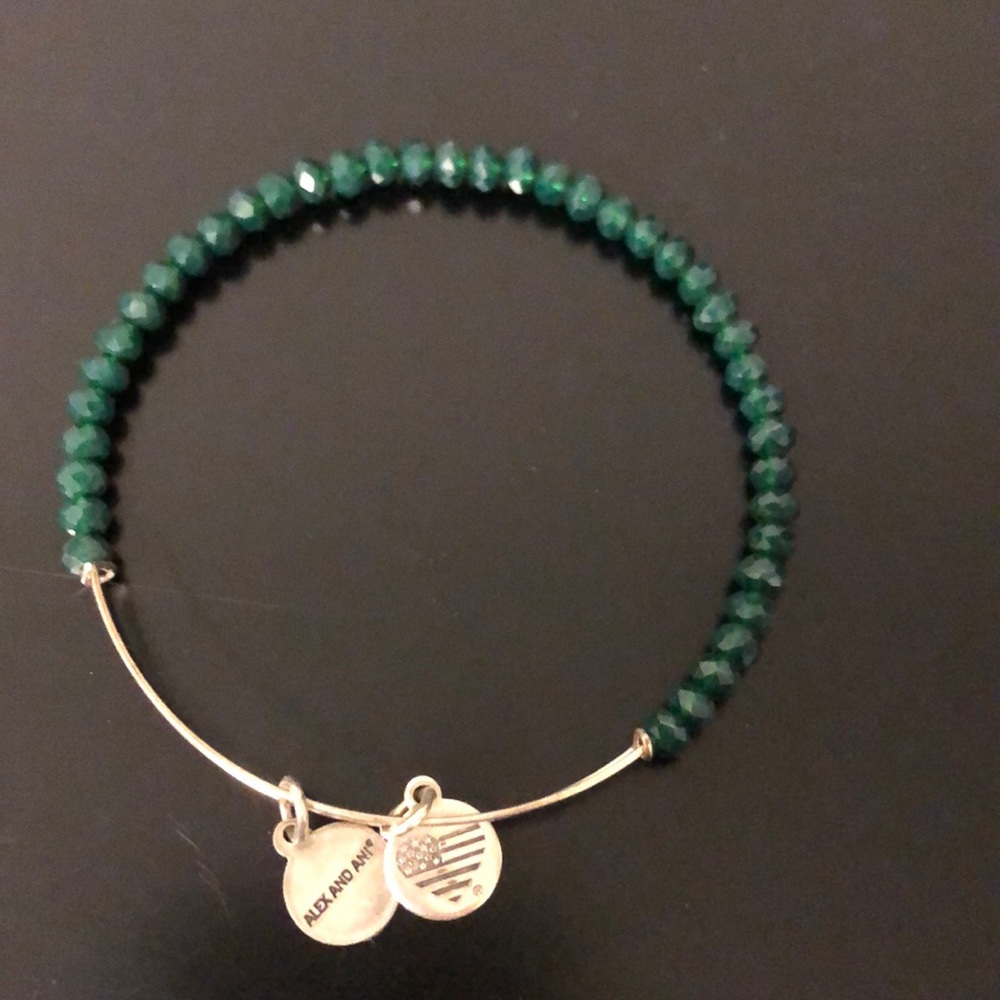 Alex and Ani hunter green stone bracelet